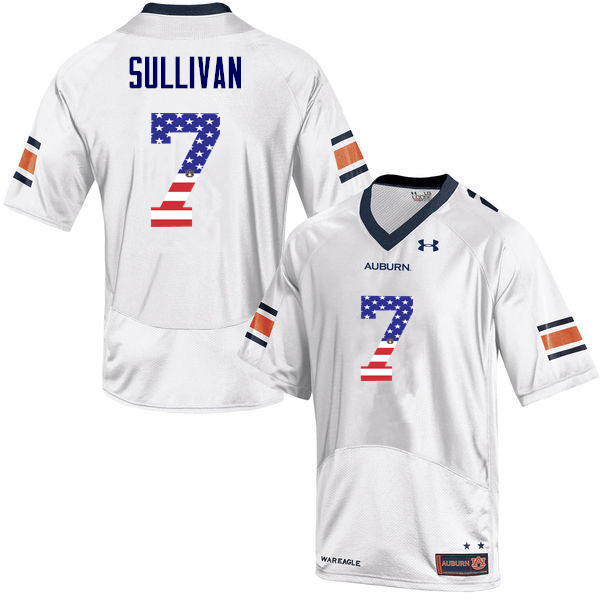 Auburn Tigers Men's Pat Sullivan #7 White Under Armour Stitched College USA Flag Fashion NCAA Authentic Football Jersey ILK6874VI